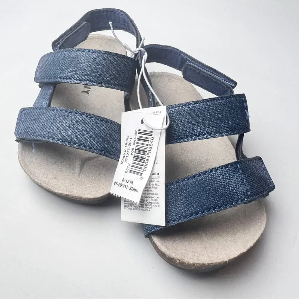 Old Navy Baby Girl Chambray Denim Double Secure Strap Sandals Sz 6-12 M